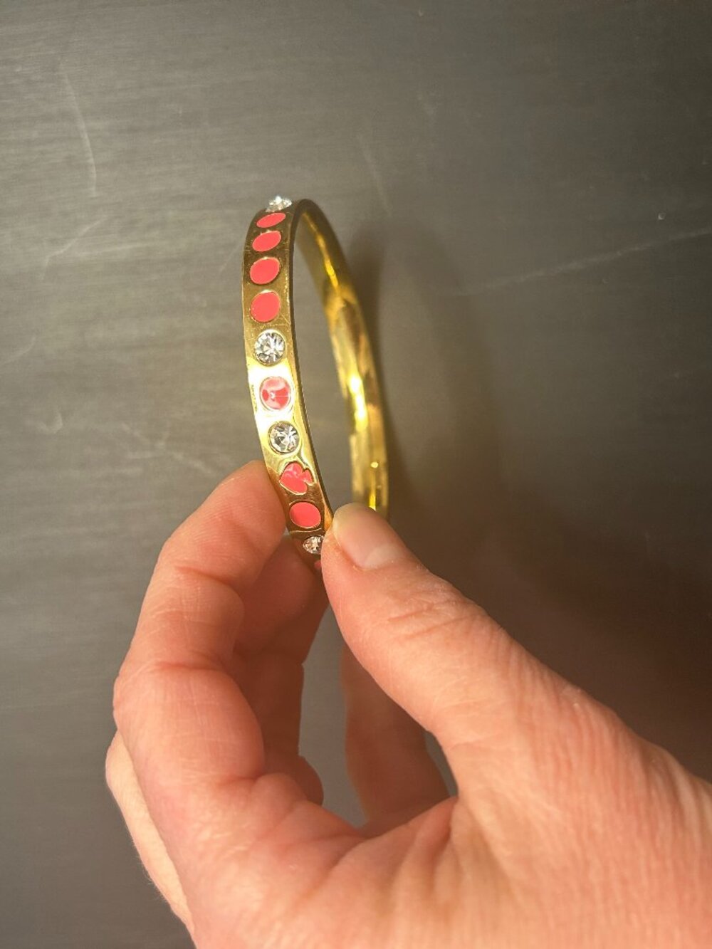 Kate Spade bangle bracelet pink and rhinestone